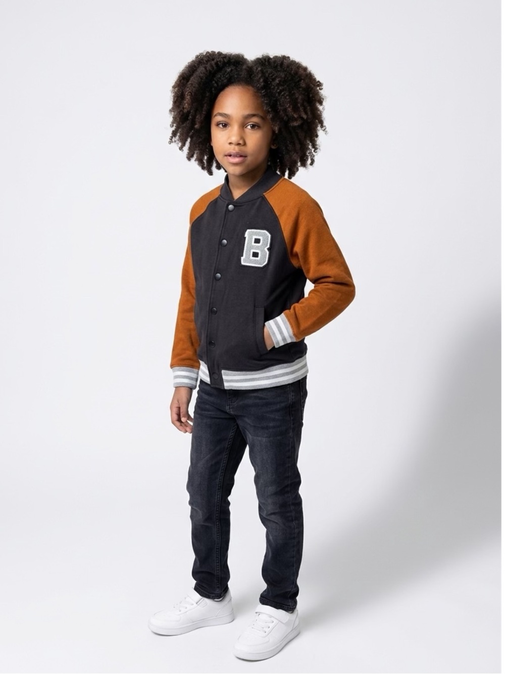 H&M Kids Two-Tone Varsity Jacket - Black & Rust